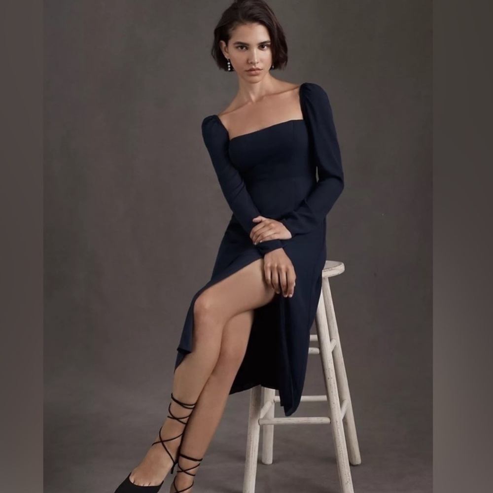 NWT BHLDN Kayleigh Georgette Midi Dress from Anthropologie in Navy Midnight